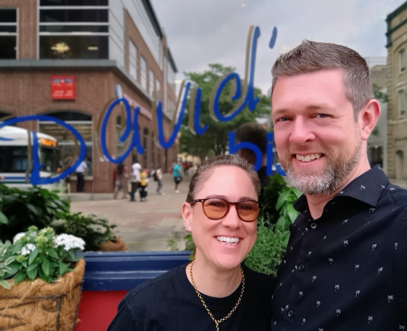 Natalie and Ben outside David’s Bistro